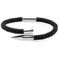 BRACELET TRESSE EMPIECEMENT METAL NOIR - MENGENERATION