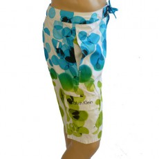 CK Swimwear - SHORT DE BAIN LONG BLANC/BLEU 58115W2-055