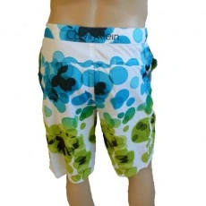 CK Swimwear - SHORT DE BAIN LONG BLANC/BLEU 58115W2-055