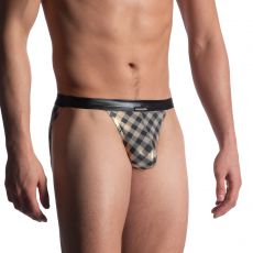 SLIP TANGA  DAMIER OR/NOIR M902 - MANSTORE
