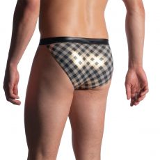 SLIP TANGA  DAMIER OR/NOIR M902 - MANSTORE