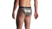 SLIP TANGA  DAMIER OR/NOIR M902 - MANSTORE
