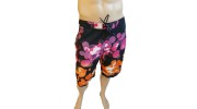 CK Swimwear - SHORT DE BAIN LONG NOIR/ORANGE 58115W2-900