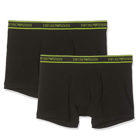PACK DE 2 BOXERS CORE LOGOBAND NOIR CEINTURE JAUNE FLUO 9A717 - EMPORIO ARMANI
