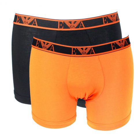 PACK DE 2 BOXERS MONOGRAM NOIR ET ORANGE CEINTURE LOGOTEE 9A715 - EMPORIO ARMANI