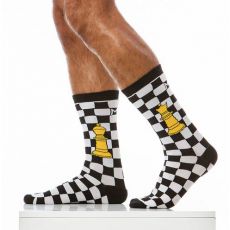 PAIRE DE CHAUSSETTES HAUTES CHESS NOIR/BLANC XS1917- MODUS VIVENDI