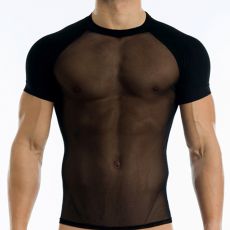 T-SHIRT COL ROND TRANSPARENT EN TULLE NOIR 19641  - MODUS VIVENDI