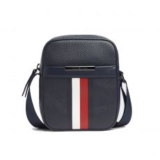 BESACE TH DOWNTOWN CORP MINI REPORTER CUIR GRAINE MARINE AM0AM05455 - TOMMY HILFIGER