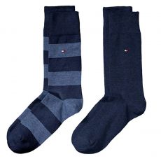 CHAUSSETTE PACK 2 PAIRES BLEU MARINE GROSSES RAYURES - TOMMY