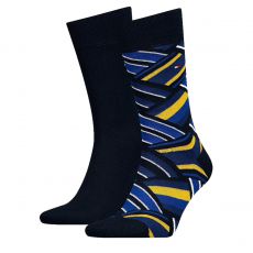 CHAUSSETTE PACK 2 PAIRES UNI ET A MOTIFS BLEU/JAUNE - TOMMY