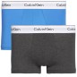 PACK DE 2 BOXERS COURTS COTON GRIS ET BLEU - CALVIN KLEIN