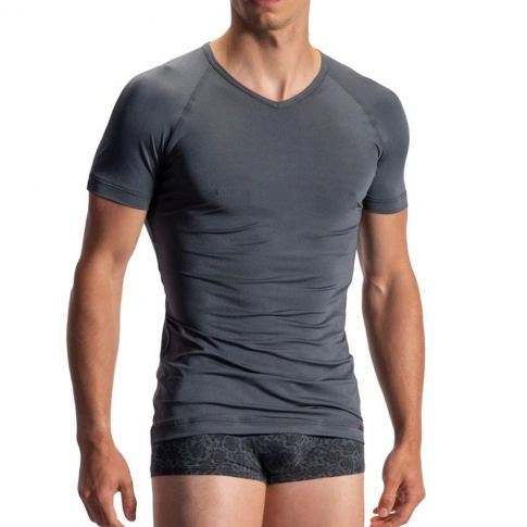T-SHIRT COL V MANCHES COURTES V-NECK REG ARGENT 1960 - OLAF BENZ