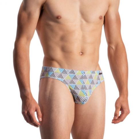 SLIP GEOMETRIQUE COLORE SPORTBRIEF BLANC 1973 - OLAF BENZ