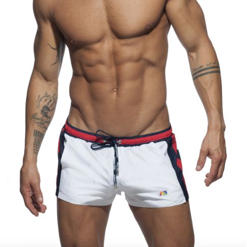 SHORT DE BAIN STRIPES BASIC BLANC ADS214 - ADDICTED