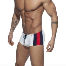BOXER DE BAIN STRIPES BASIC BLANC ADS212 - ADDICTED