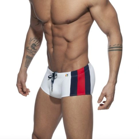BOXER DE BAIN STRIPES BASIC BLANC ADS212 - ADDICTED