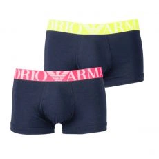 PACK DE 2 BOXERS COURTS FLUO LOGOBAND MARINE -  EMPORIO ARMANI
