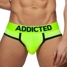 SLIP DE BAIN COCKRING C-THROUGH JAUNE FLUO AD917 - ADDICTED