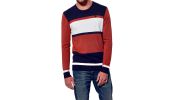 PULL BENJI TRICOLOR BLANC/BRICK/MARINE - KAPORAL