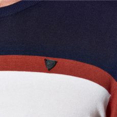 PULL BENJI TRICOLOR BLANC/BRICK/MARINE - KAPORAL