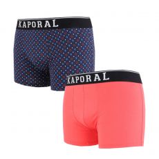 PACK DE 2 BOXERS QATIR UNI ROUGE ET MOTIFS MARINE - KAPORAL