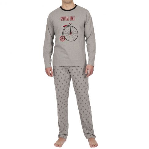 PYJAMA MANCHES LONGUES + PANTALON GRIS VELO 54772 - ADMAS