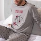 PYJAMA MANCHES LONGUES + PANTALON GRIS VELO 54772 - ADMAS