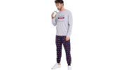 PYJAMA MANCHES LONGUES + PANTALON BREAK MARINE/GRIS 54786 - ADMAS
