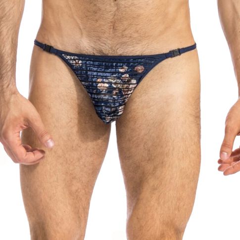 STRING EWAN EN VELOUR BLEU - L'HOMME INVISIBLE