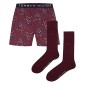 COFFRET CADEAU CHAUSSETTES + CALECON BORDEAUX M01997 - TOMMY HILFIGER