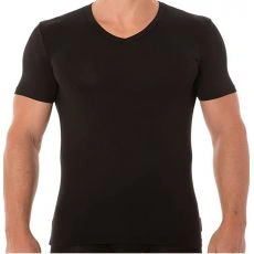 T-SHIRT COL V MICROMODAL NOIR - BIKKEMBERGS