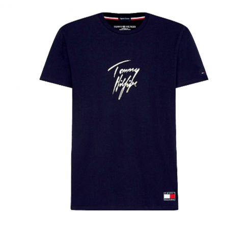 T-SHIRT COL ROND LOGO TOMMY HILFIGER MARINE M01787 - TOMMY HILFIGER T-SHIRT COL ROND LOGO TOMMY HILFIGER MARINE M01787 - TOMMY HILFIGER