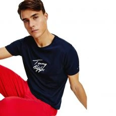 T-SHIRT COL ROND LOGO TOMMY HILFIGER MARINE M01787  - TOMMY HILFIGER