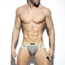 JOCK STRAP LEO CHAINS EN VELOUR LEOPARD GOLD UN421 - ES COLLECTION