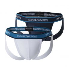 PACK DE 2 JOCK STRAP COTON MARINE/BLANC - ARMANI