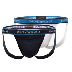 PACK DE 2 JOCK STRAP COTON MARINE/BLANC - ARMANI