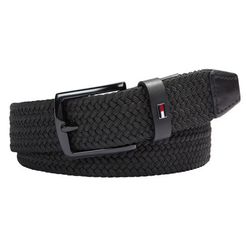 CEINTURE DENTON ELASTIC BELT BOUCLE ARDILLON ASPECT TRÉSSÉ NOIR - TOMMY HILFIGER CEINTURE DENTON ELASTIC BELT BOUCLE ARDILLON ASPECT TRÉSSÉ NOIR - TOMMY HILFIGER