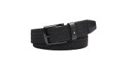 CEINTURE DENTON ELASTIC BELT BOUCLE ARDILLON ASPECT TRÉSSÉ NOIR  - TOMMY HILFIGER