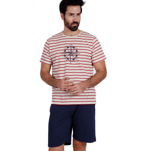 COFFRET PYJAMA MANCHES COURTES + SHORT BRUJULA ROUGE - ADMAS