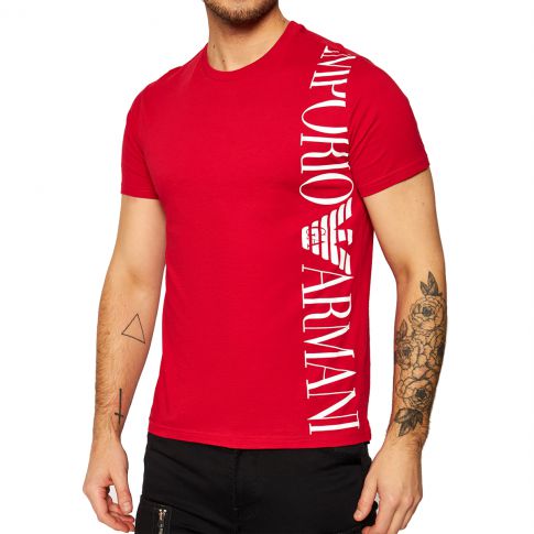 T-SHIRT BANDE LOGO COL ROND ROUGE - EMPORIO ARMANI