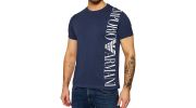 T-SHIRT BANDE LOGO COL ROND MARINE - EMPORIO ARMANI