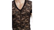 T-SHIRT COL V ESTEVE NOIR - L'HOMME INVISIBLE