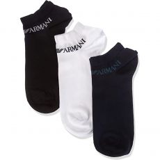 PACK DE 3 PAIRES DE CHAUSSETTES BASSES NOIRES/MARINES/BLANCHES - EMPORIO ARMANI