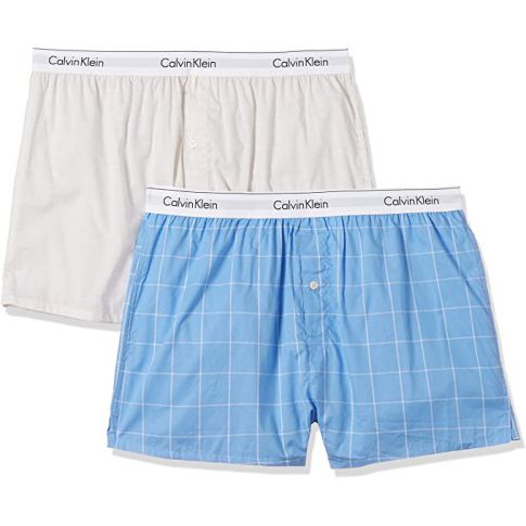PACK DE 2 CALECONS ELLIPSE PRINT VALIANT BLEU/BEIGE NB1396A - CALVIN KLEIN