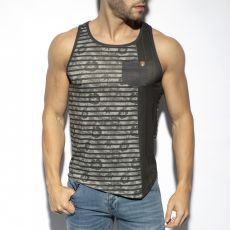 DEBARDEUR FLOWERY STRIPED NOIR TS282 - ES COLLECTION