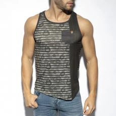 DEBARDEUR FLOWERY STRIPED NOIR TS282 - ES COLLECTION