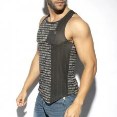 DEBARDEUR FLOWERY STRIPED NOIR TS282 - ES COLLECTION
