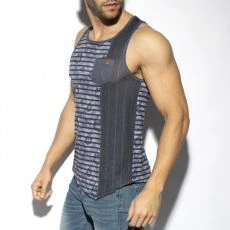 DEBARDEUR FLOWERY STRIPED MARINE TS282 - ES COLLECTION