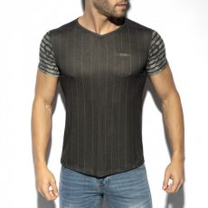 T-SHIRT FLOWERY STRIPED NOIR TS281 - ES COLLECTION