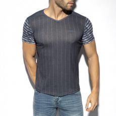 T-SHIRT FLOWERY STRIPED MARINE TS281 - ES COLLECTION